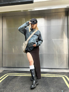 HYEIN SEO - Biker Jacket - AW25 - SLATE GREY